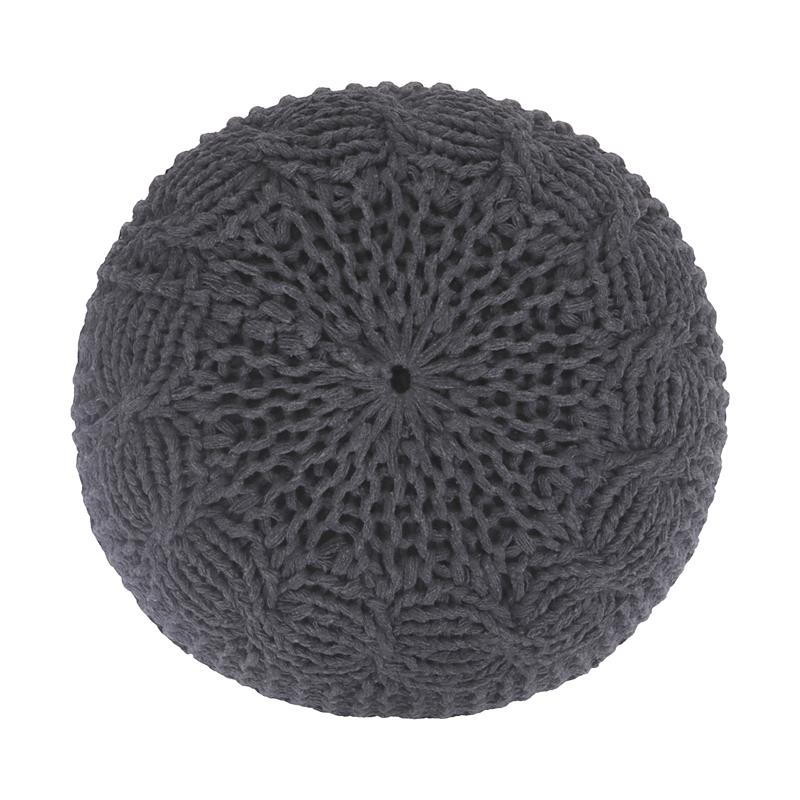 Posh Living Caelyn Cotton Yarn Pouf Dark Grey