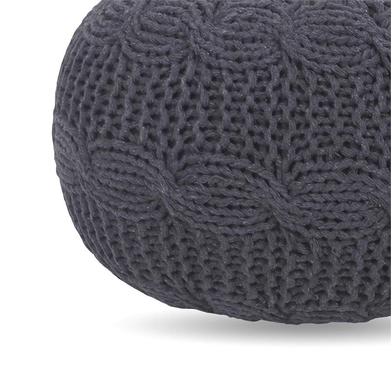Posh Living Caelyn Cotton Yarn Pouf Dark Grey