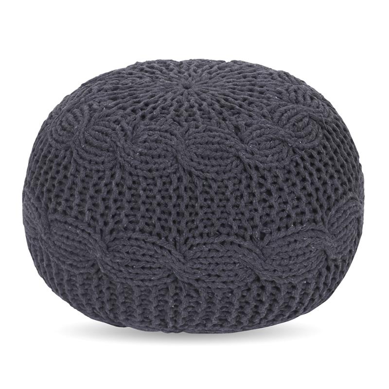 Posh Living Caelyn Cotton Yarn Pouf Dark Grey