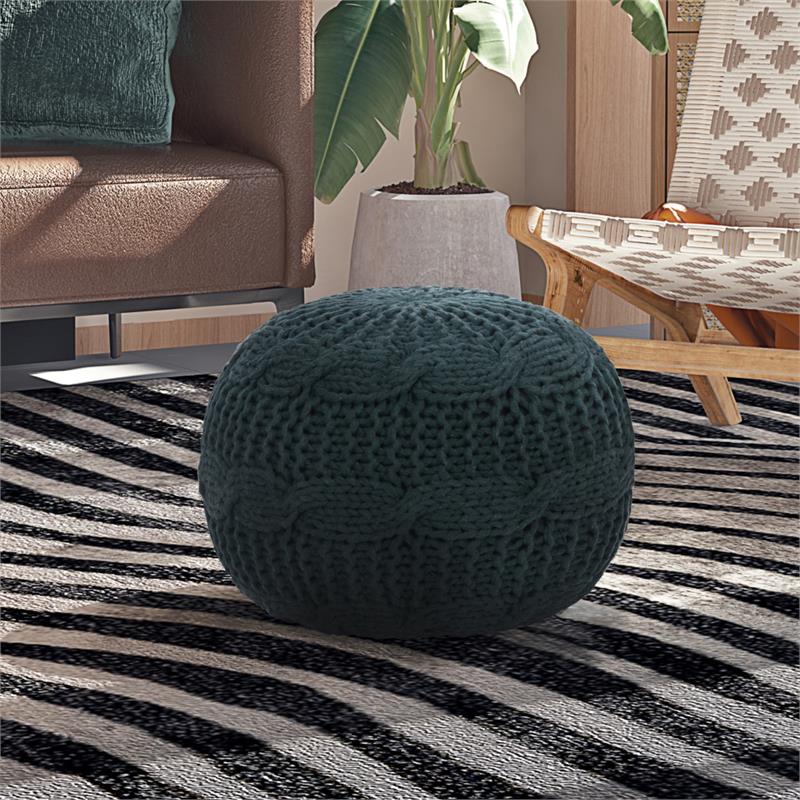 Posh Living Caelyn Cotton Yarn Pouf Green