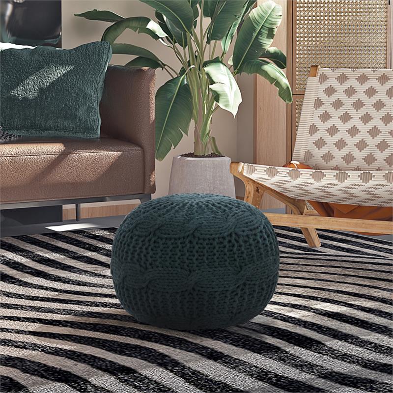 Posh Living Caelyn Cotton Yarn Pouf Green