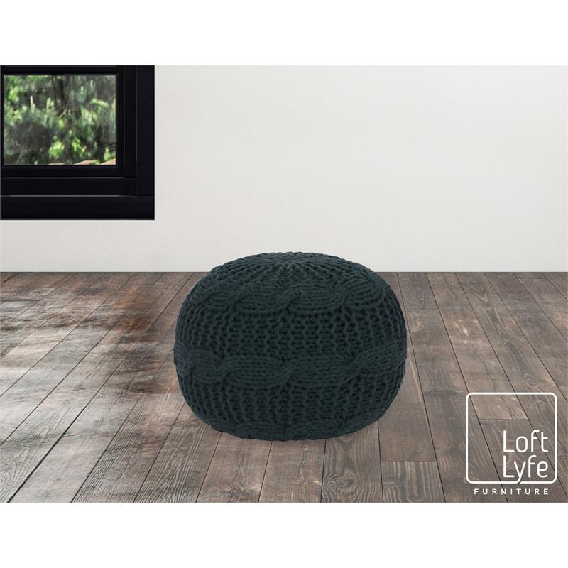 Posh Living Caelyn Cotton Yarn Pouf Green