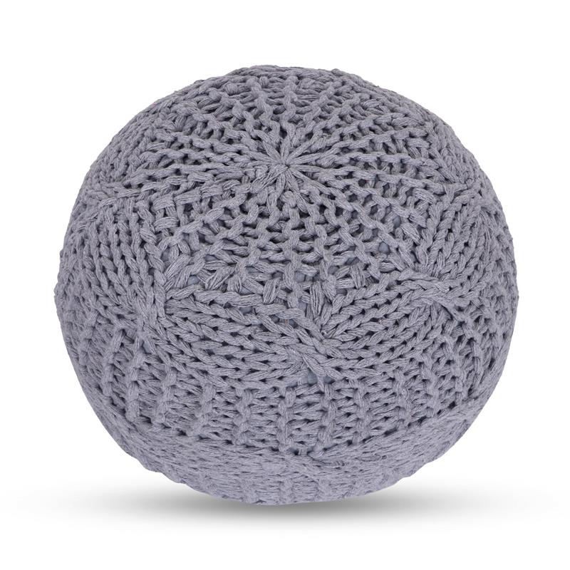 Posh Living Caelyn Cotton Yarn Pouf Light Grey