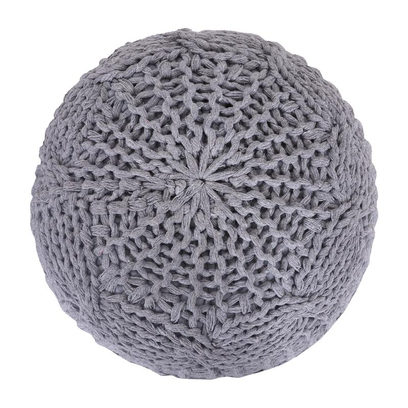 Posh Living Caelyn Cotton Yarn Pouf Light Grey