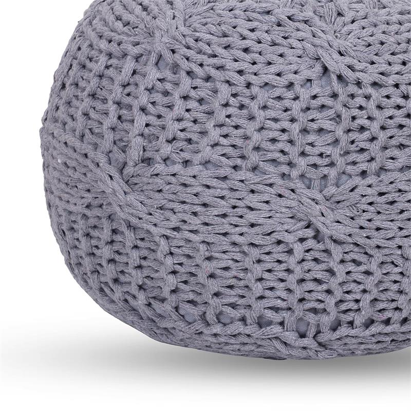 Posh Living Caelyn Cotton Yarn Pouf Light Grey