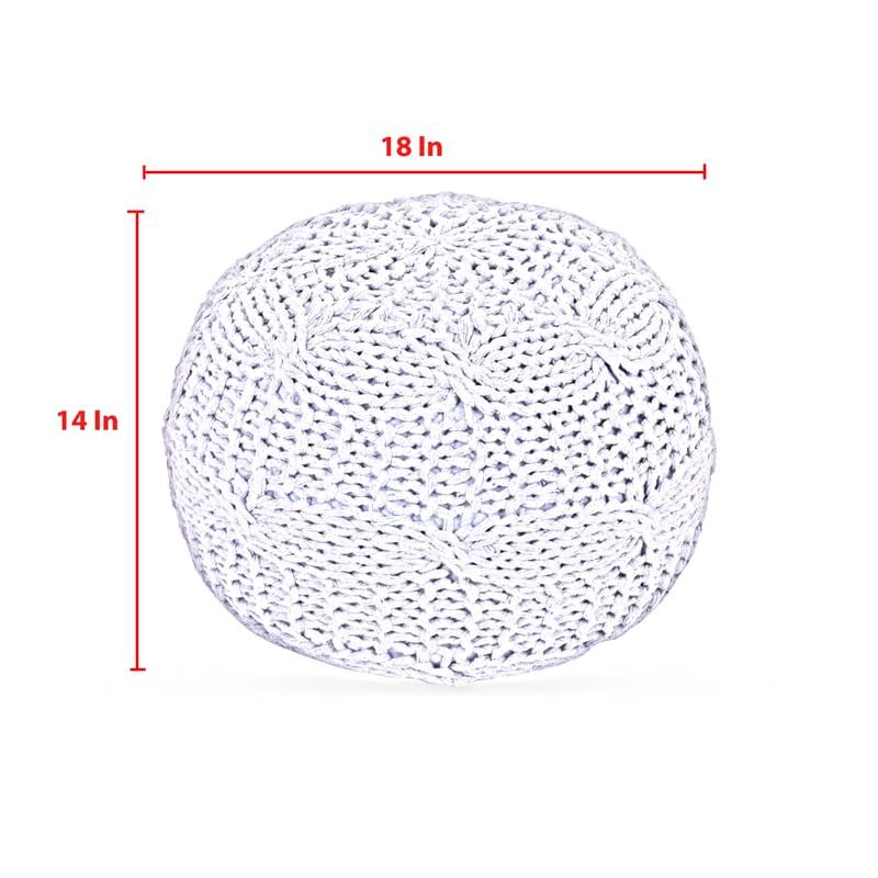 Posh Living Caelyn Cotton Yarn Pouf Light Grey