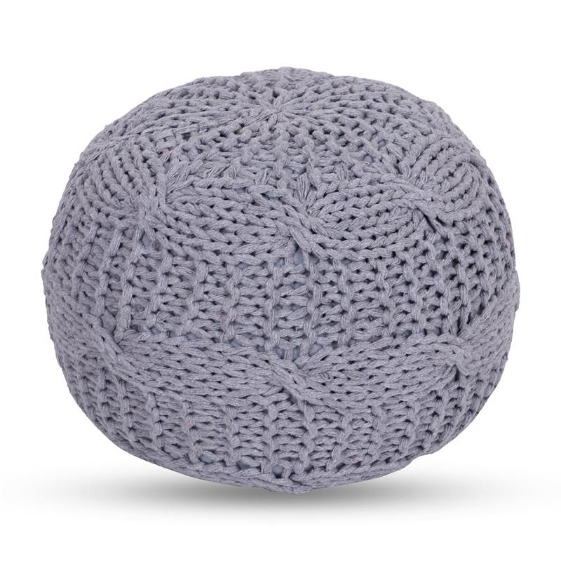 Posh Living Caelyn Cotton Yarn Pouf Light Grey