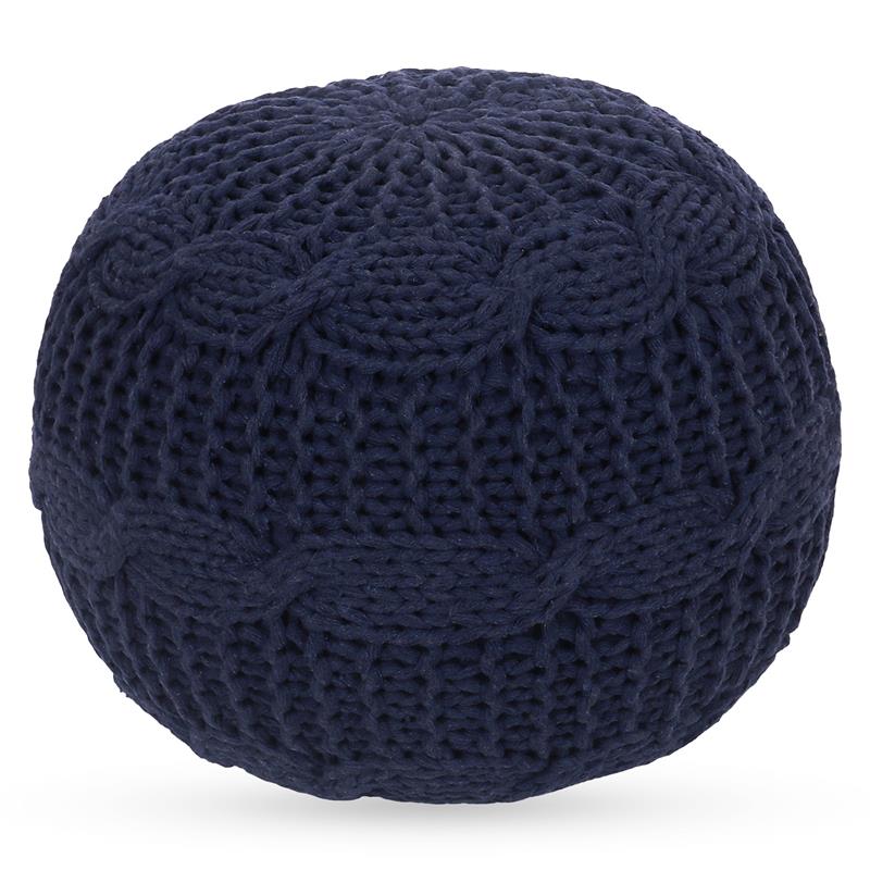 Posh Living Caelyn Cotton Yarn Pouf Navy