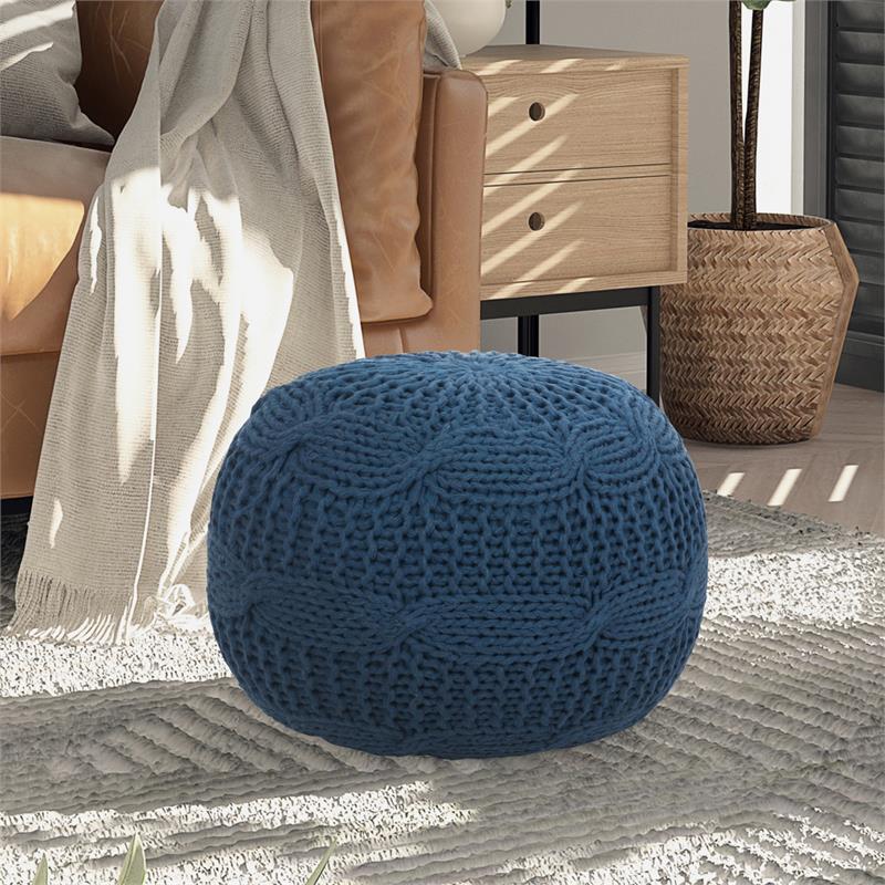 Posh Living Caelyn Cotton Yarn Pouf Teal