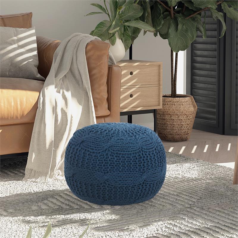 Posh Living Caelyn Cotton Yarn Pouf Teal