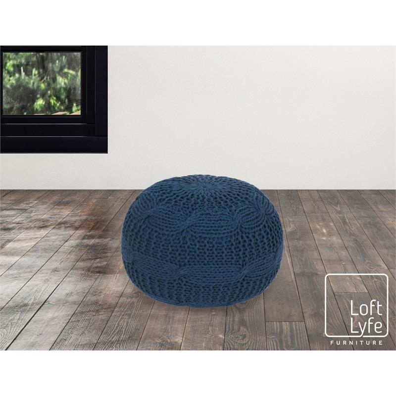 Posh Living Caelyn Cotton Yarn Pouf Teal
