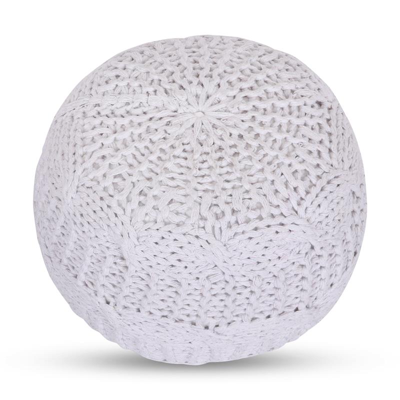 Posh Living Caelyn Cotton Yarn Pouf White