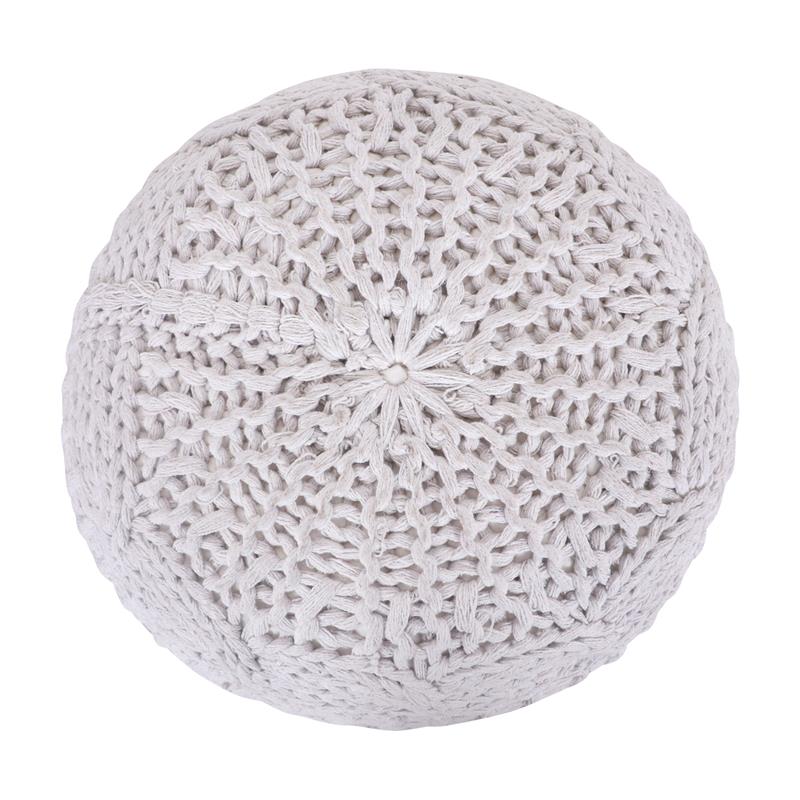 Posh Living Caelyn Cotton Yarn Pouf White