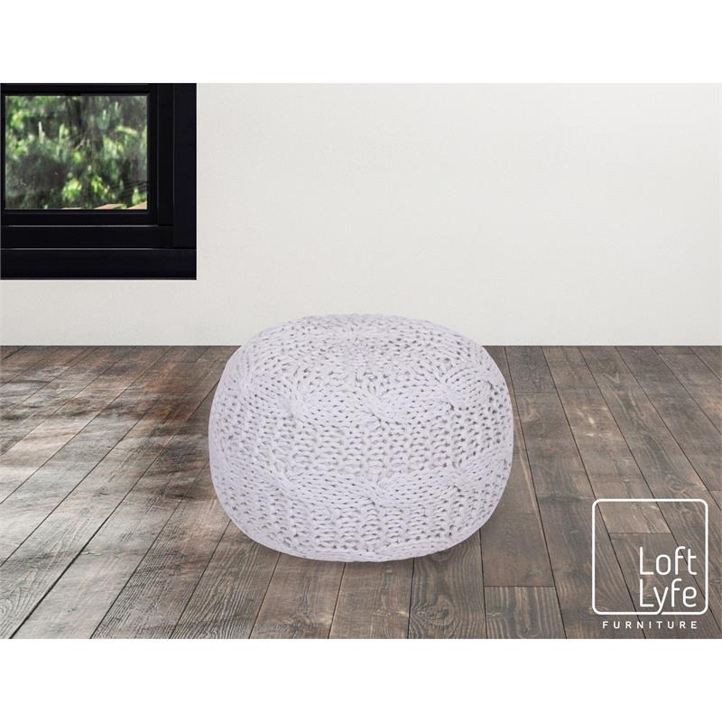 Posh Living Caelyn Cotton Yarn Pouf White