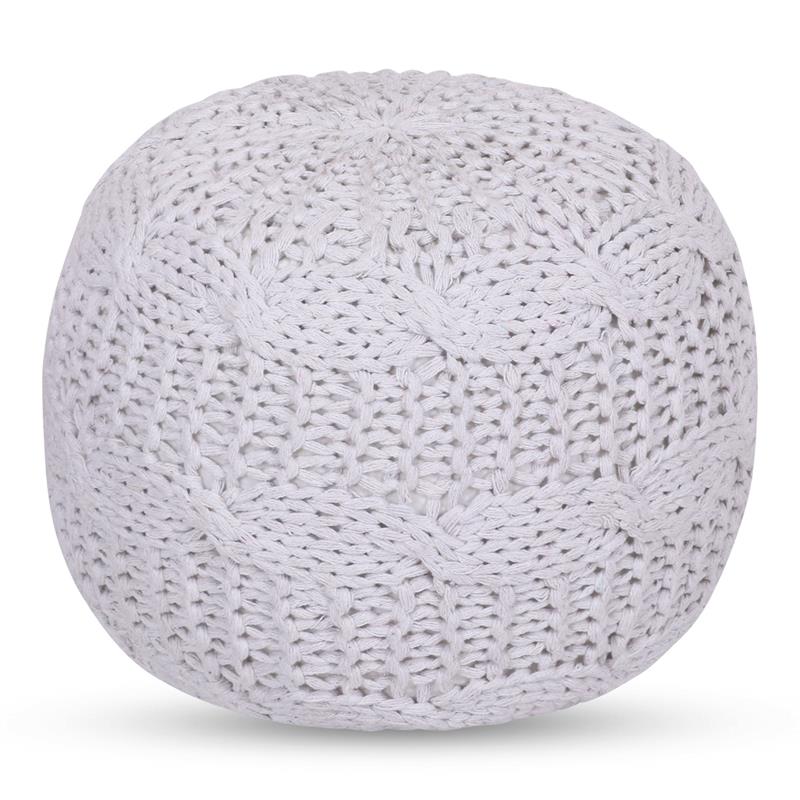 Posh Living Caelyn Cotton Yarn Pouf White
