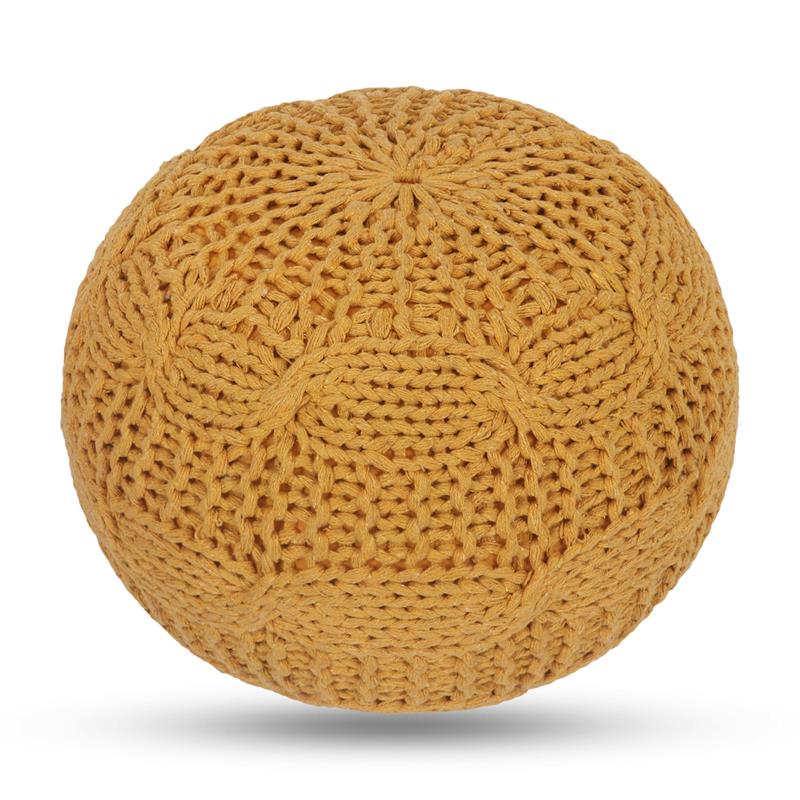 Posh Living Caelyn Cotton Yarn Pouf Yellow