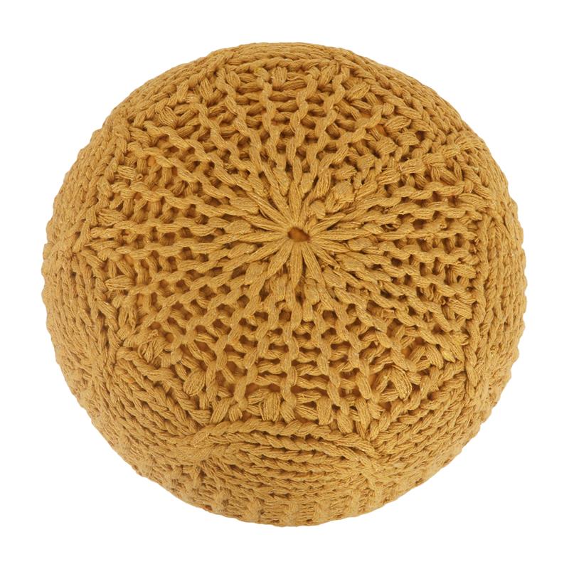 Posh Living Caelyn Cotton Yarn Pouf Yellow