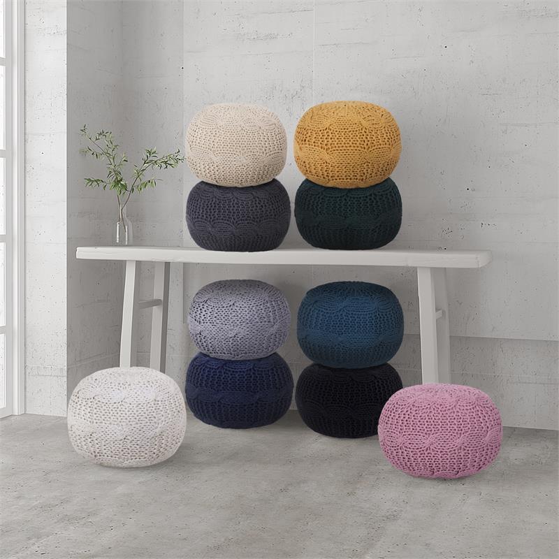 Posh Living Caelyn Cotton Yarn Pouf Yellow