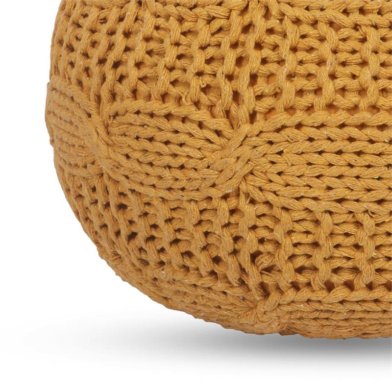 Posh Living Caelyn Cotton Yarn Pouf Yellow