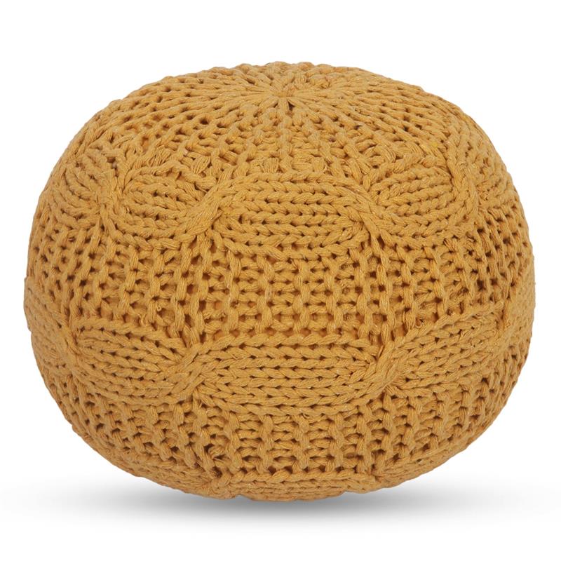Posh Living Caelyn Cotton Yarn Pouf Yellow