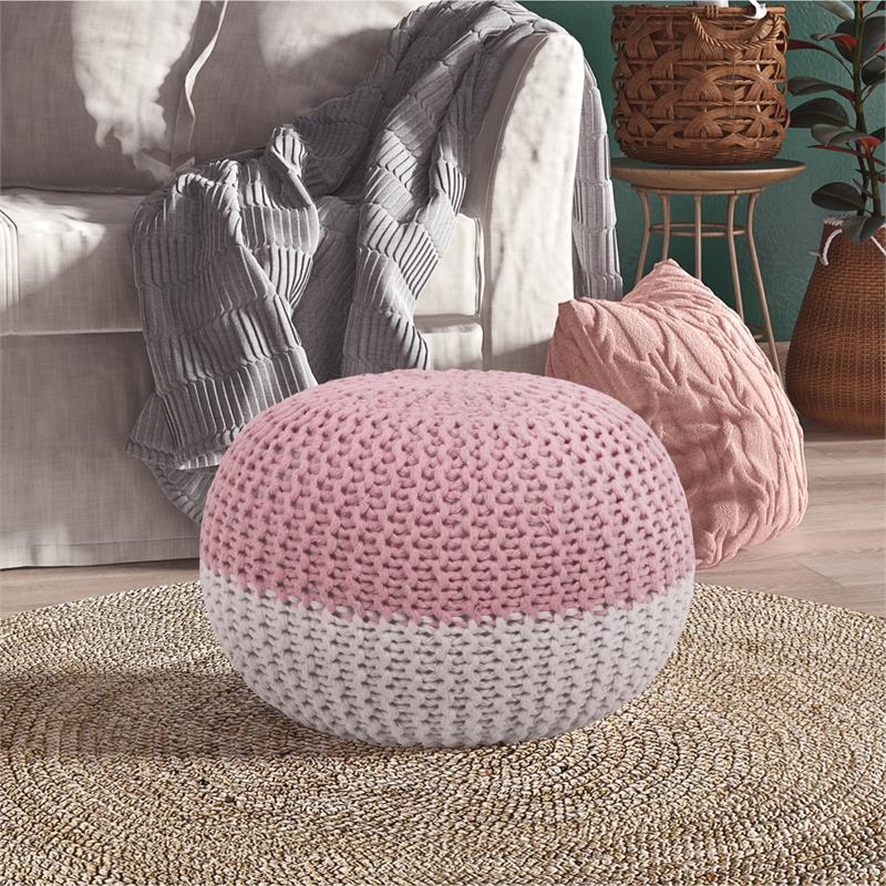 Posh Living Emmaleigh Cotton Yarn Pouf Blush