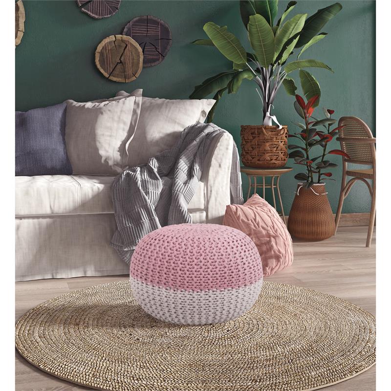 Posh Living Emmaleigh Cotton Yarn Pouf Blush