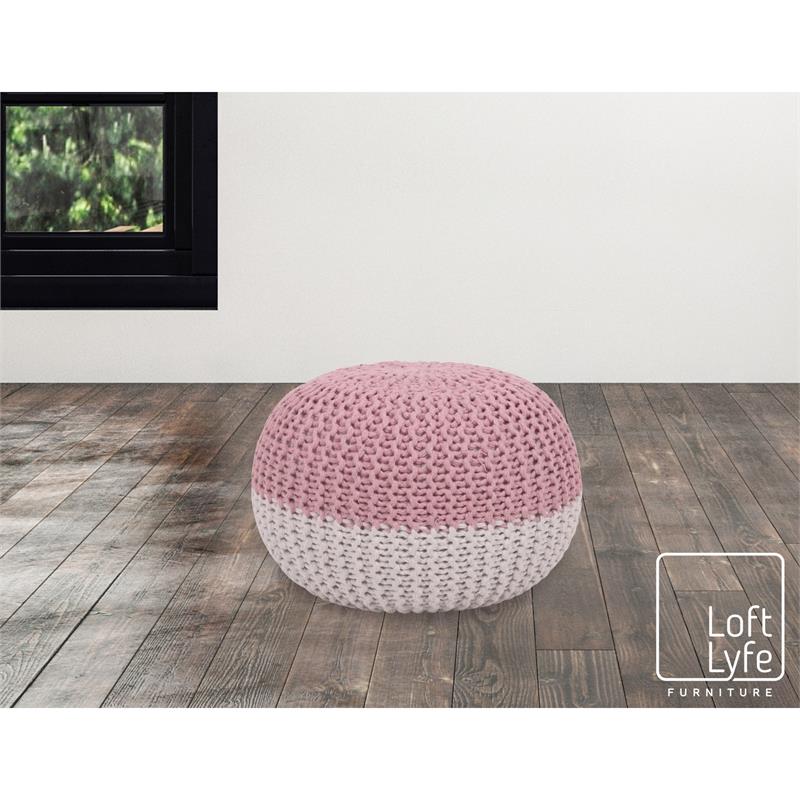 Posh Living Emmaleigh Cotton Yarn Pouf Blush