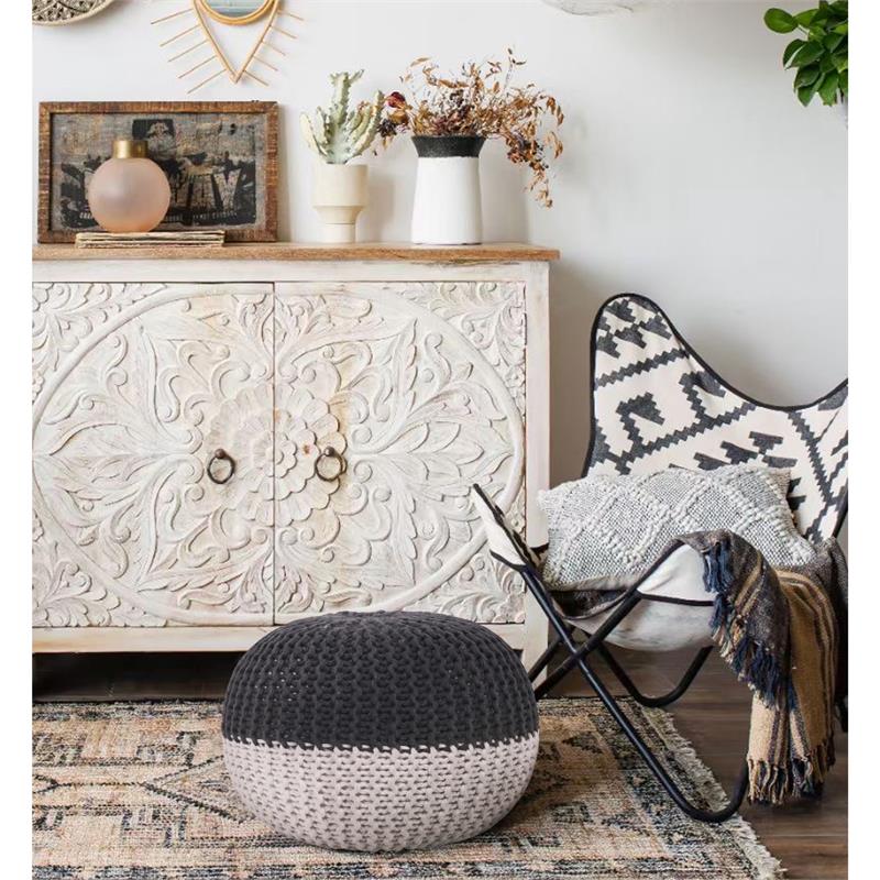 Posh Living Emmaleigh Cotton Yarn Pouf Dark Grey