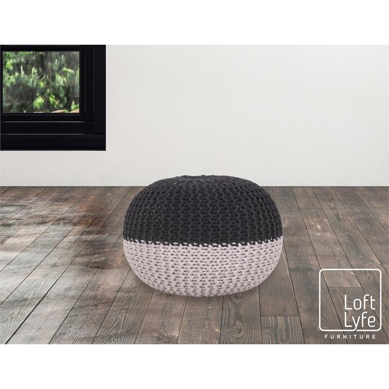Posh Living Emmaleigh Cotton Yarn Pouf Dark Grey