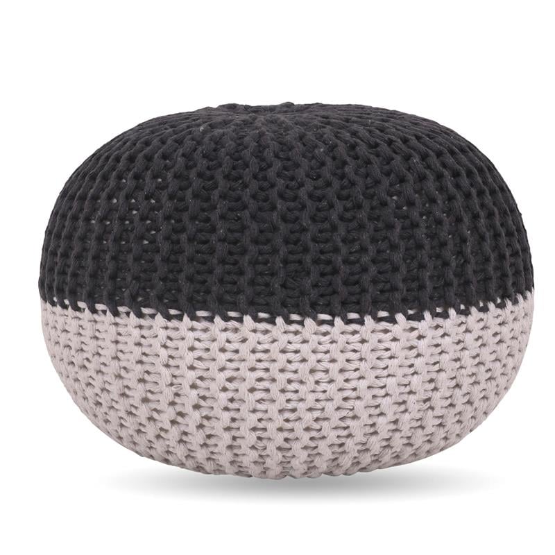 Posh Living Emmaleigh Cotton Yarn Pouf Dark Grey