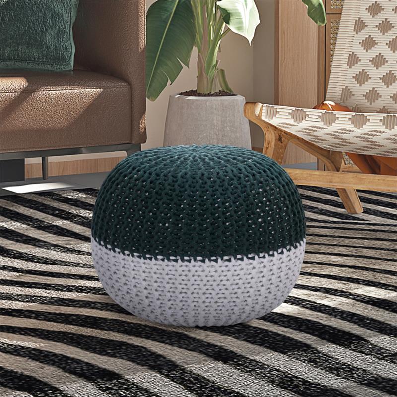 Posh Living Emmaleigh Cotton Yarn Pouf Green