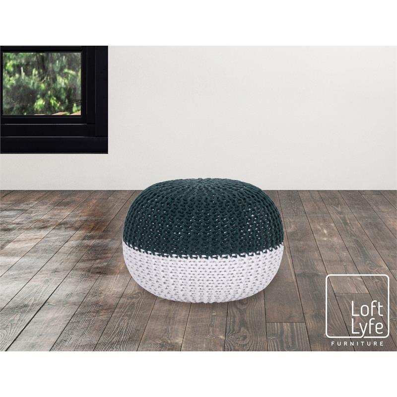 Posh Living Emmaleigh Cotton Yarn Pouf Green
