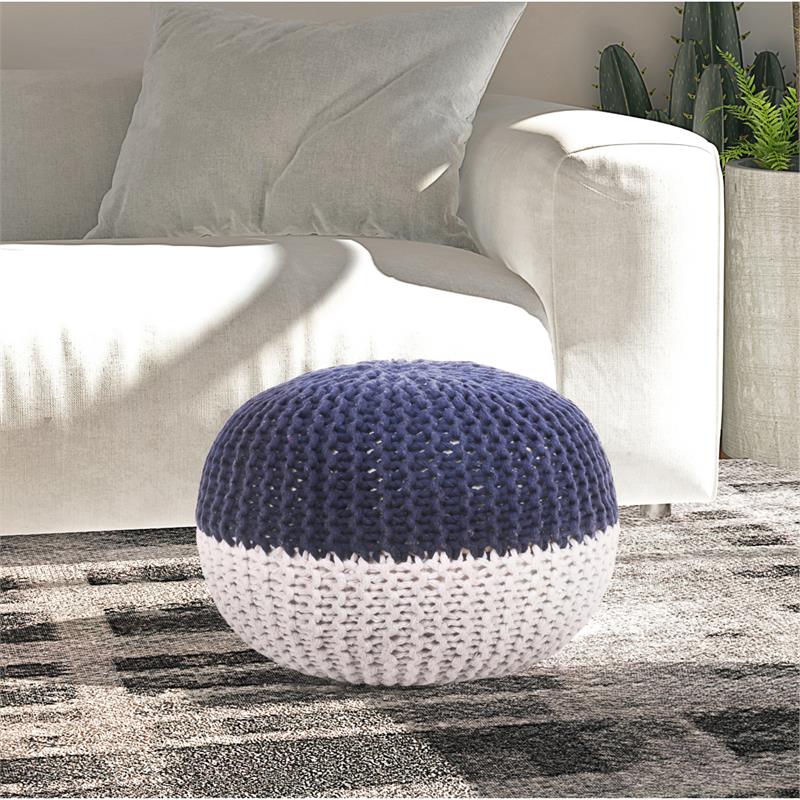 Posh Living Emmaleigh Cotton Yarn Pouf Navy
