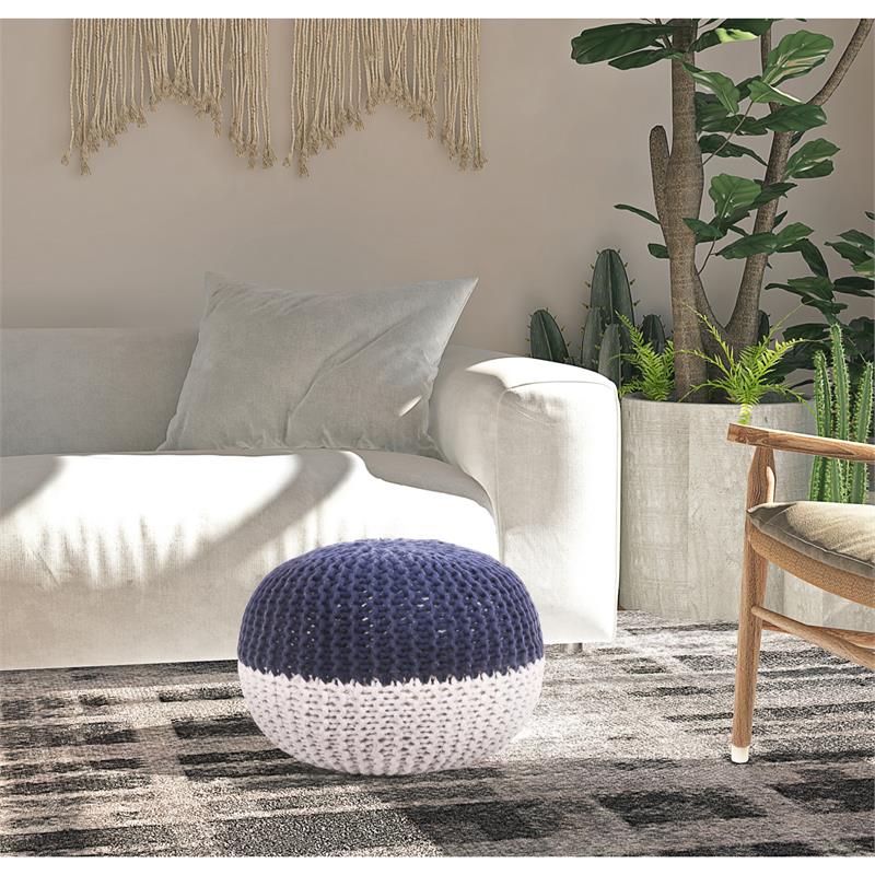 Posh Living Emmaleigh Cotton Yarn Pouf Navy