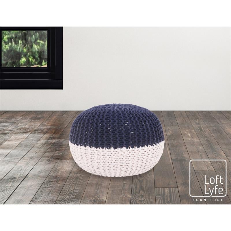 Posh Living Emmaleigh Cotton Yarn Pouf Navy