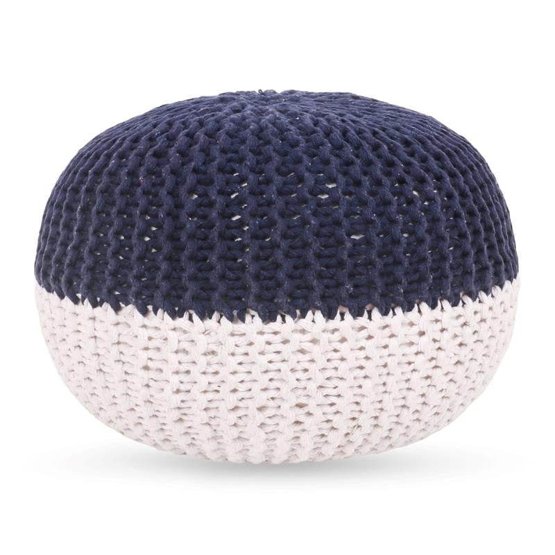 Posh Living Emmaleigh Cotton Yarn Pouf Navy