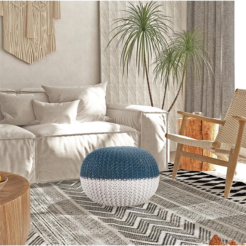 Posh Living Emmaleigh Cotton Yarn Pouf Teal