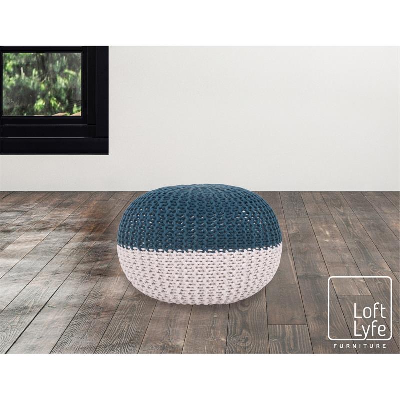 Posh Living Emmaleigh Cotton Yarn Pouf Teal