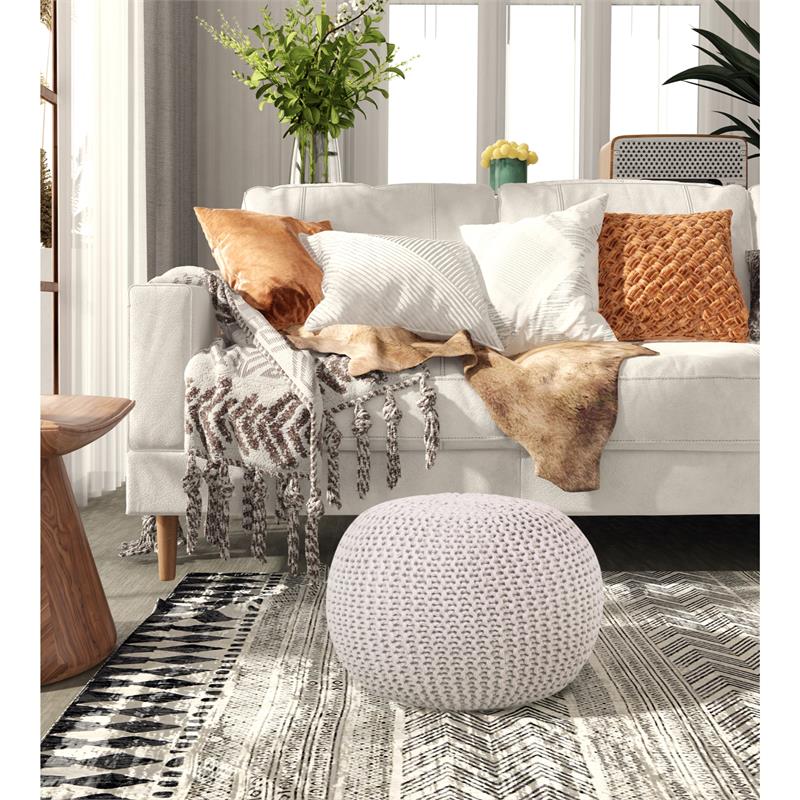 Posh Living Emmaleigh Cotton Yarn Pouf White