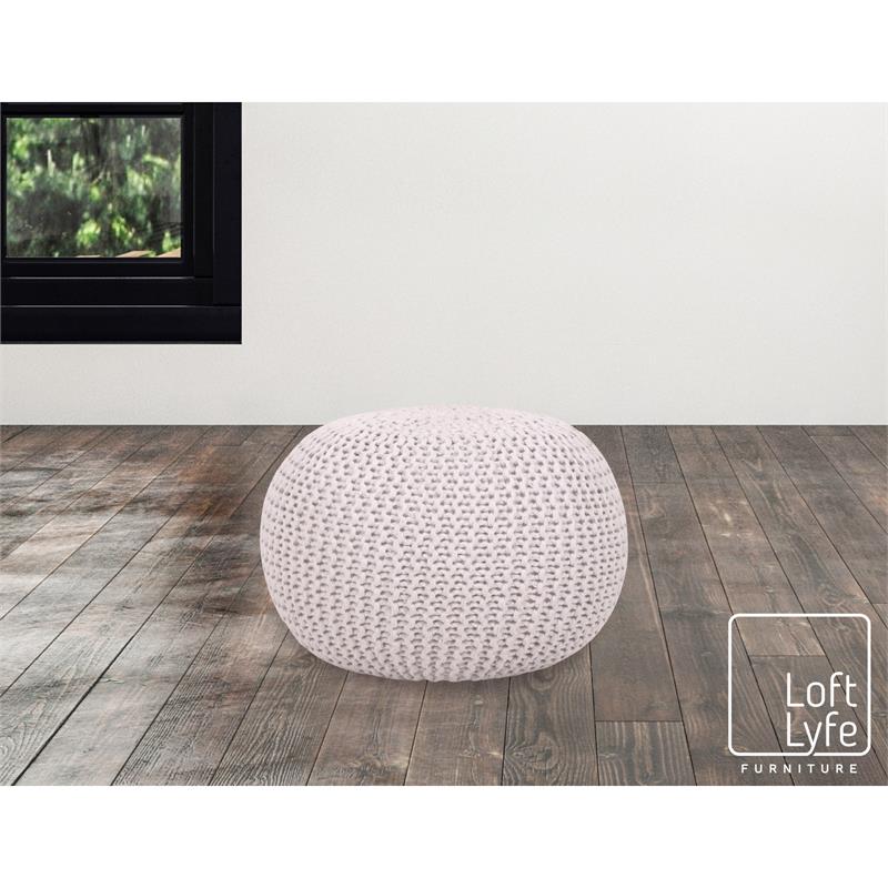 Posh Living Emmaleigh Cotton Yarn Pouf White