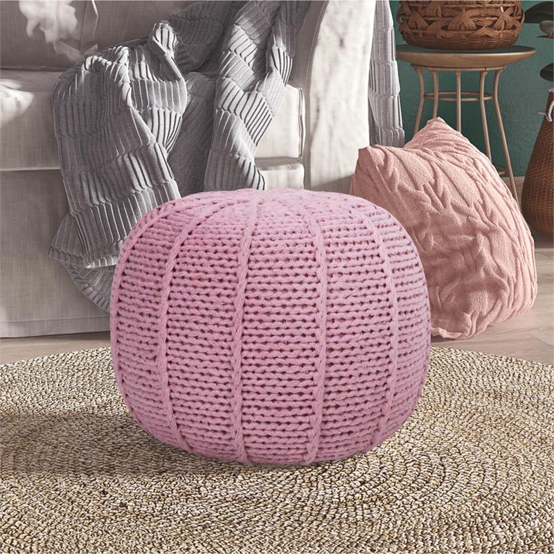 Posh Living Inaya Cotton Yarn Pouf Blush