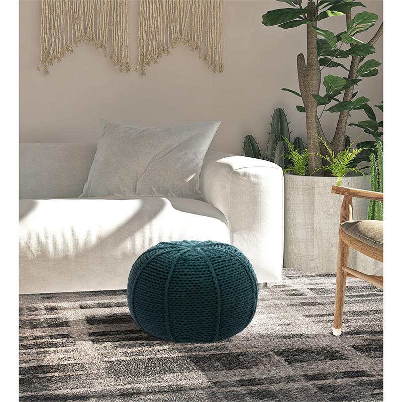 Posh Living Inaya Cotton Yarn Pouf Green