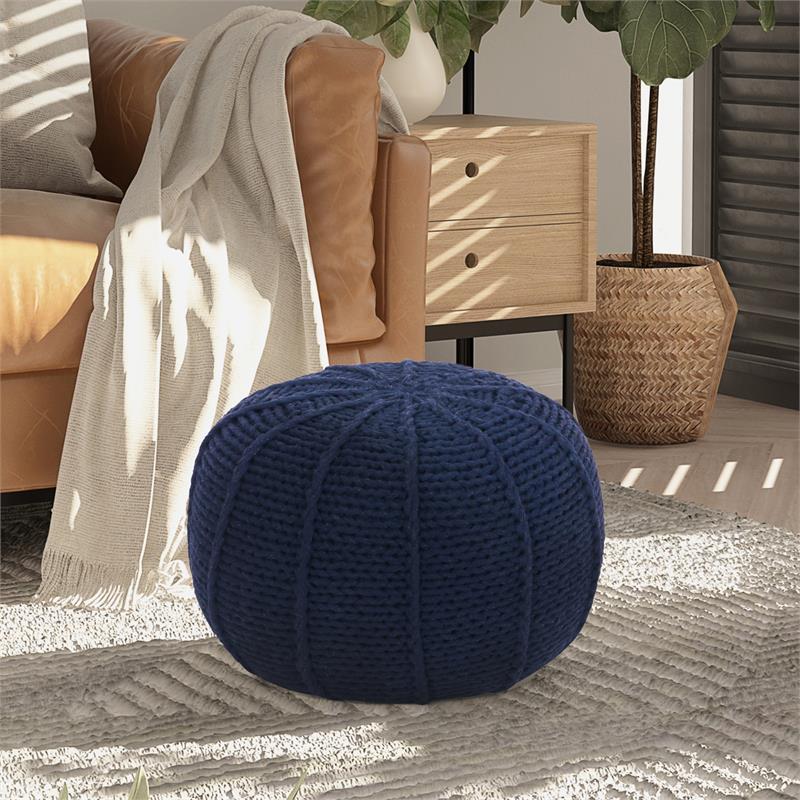 Posh Living Inaya Cotton Yarn Pouf Navy