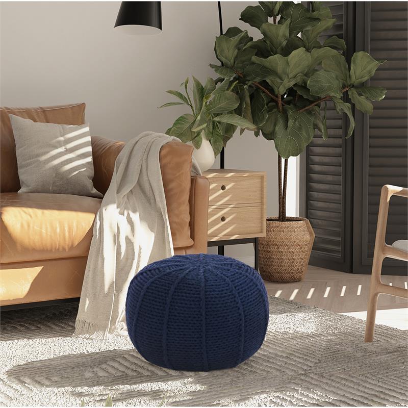 Posh Living Inaya Cotton Yarn Pouf Navy