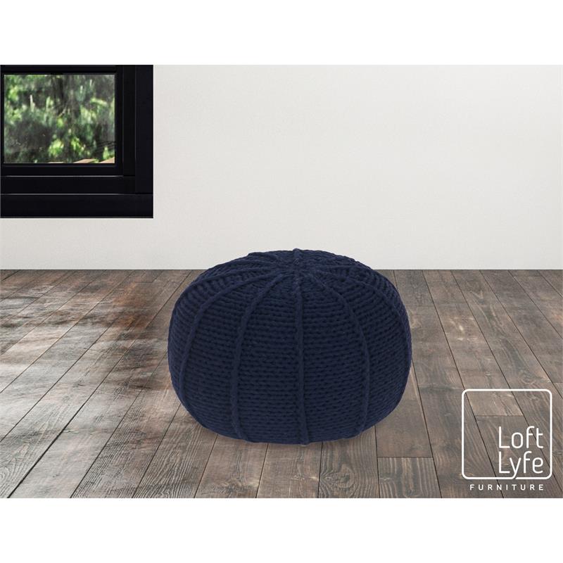Posh Living Inaya Cotton Yarn Pouf Navy
