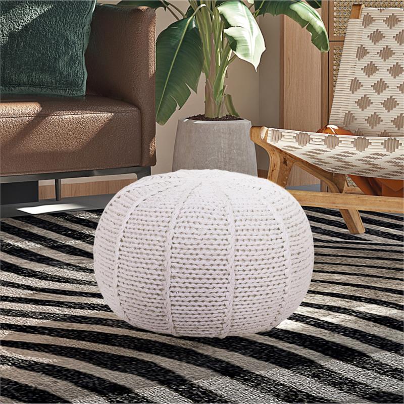 Posh Living Inaya Cotton Yarn Pouf White