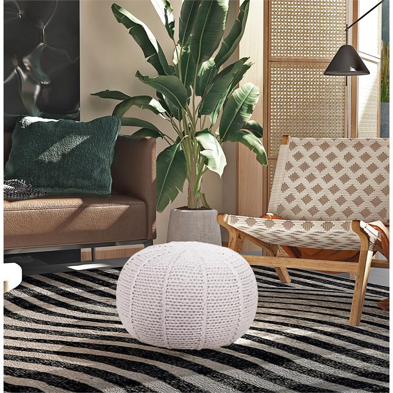 Posh Living Inaya Cotton Yarn Pouf White