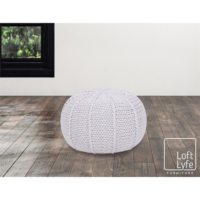 Posh Living Inaya Cotton Yarn Pouf White