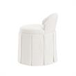 Adleigh Vanity Stool Cream White Linen 17.9L x 18.5W x 23.6H Slipcover Skirted