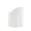 Adleigh Vanity Stool Cream White Linen 17.9L x 18.5W x 23.6H Slipcover Skirted